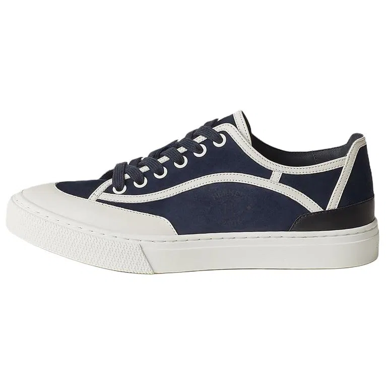 Hermes Get Suede Low Sneakers Blue White