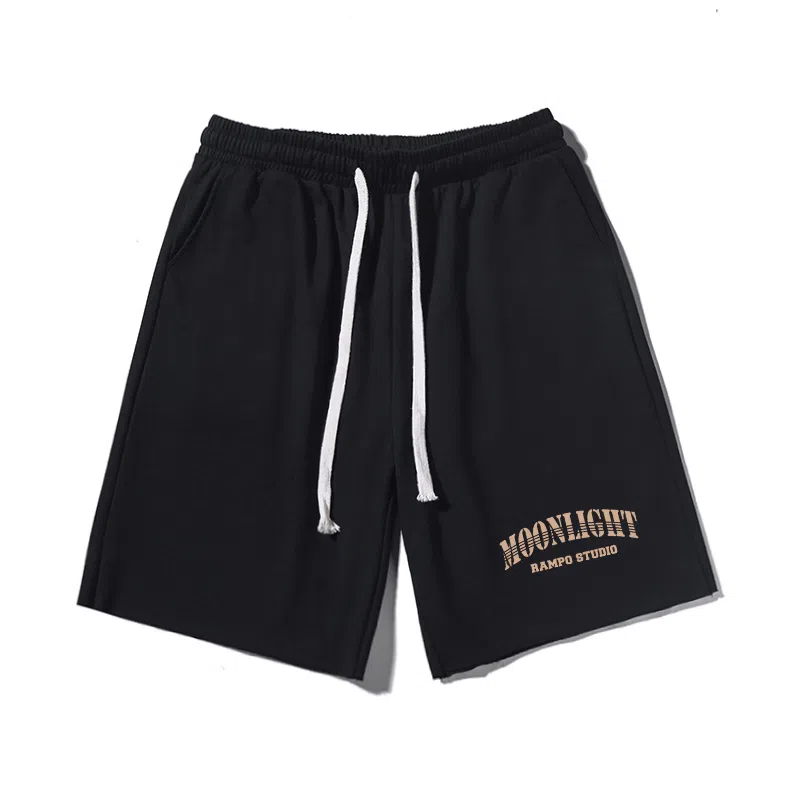 乱步 美式潮牌宽松卷边慵懒运动风五分设计个性英文印花休闲短裤 男女同款