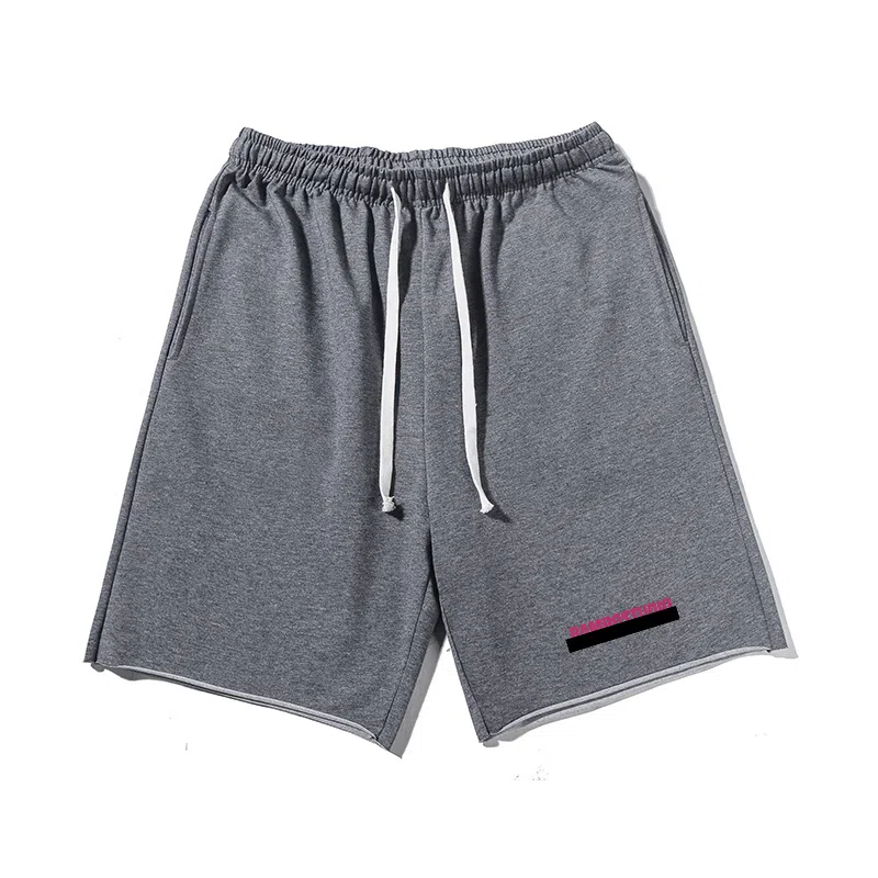 乱步 撞色字母印花宽松透气吸汗美式五分裤休闲短裤 男女同款
