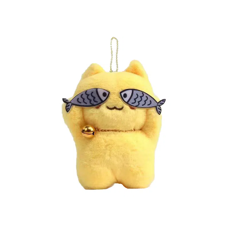 祎步康 害羞猫可爱调皮猫鱼潮流 毛绒 挂件 男女同款情侣款