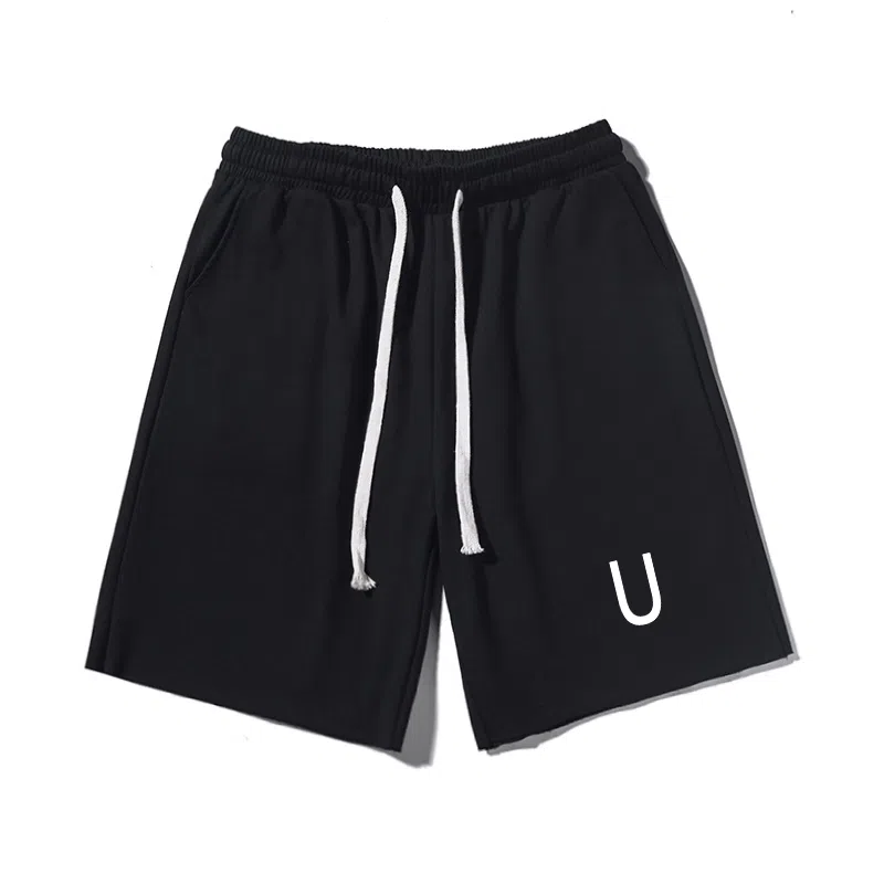 乱步 美式潮牌舒适宽松运动字母印花五分裤休闲短裤 男女同款