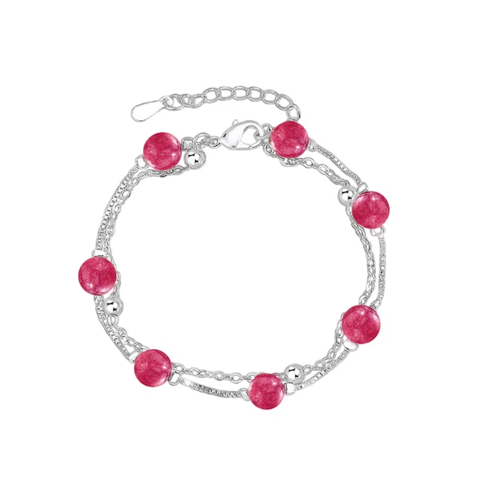 希遇 轻奢小众高级感 简约时尚甜美优雅日常 叠戴转 好运 玻璃猫眼 玉石手链 女款