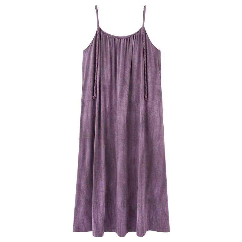 欧迪芬 成熟简约风吸湿排汗透气亲肤带胸垫防凸点无袖睡裙 女款