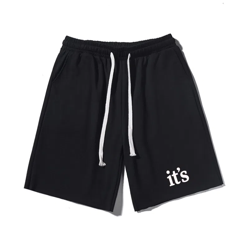 乱步 美式潮牌宽松运动字母印花五分裤休闲短裤 男女同款