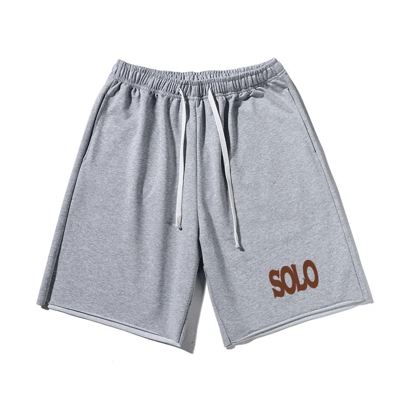 乱步 美式潮牌宽松卷边慵懒运动五分设计印花休闲短裤 男女同款