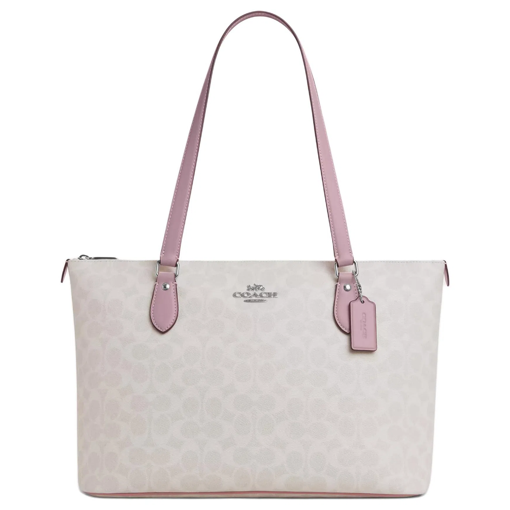 COACH Gallery Signature 37 Tote Bag Large White Pink