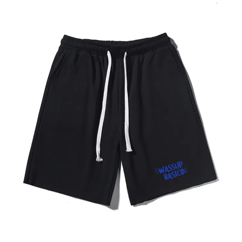 乱步 美式潮牌宽松慵懒运动五分设计街头艺术英文印花休闲短裤 男女同款