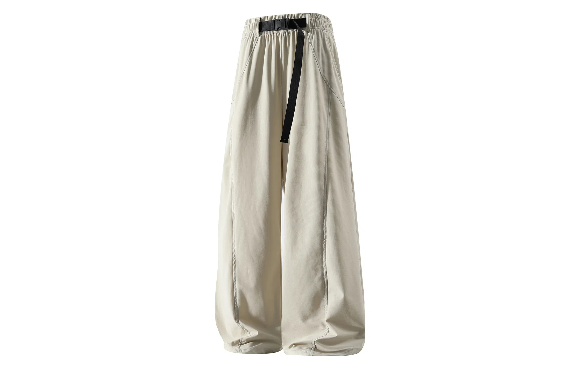 大卫贝肯 简约纯色垂感顺滑拖地凉感透气宽松阔腿长裤系带速干冰丝休闲裤 男女同款