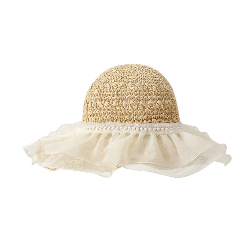 祎步康 蕾丝防晒 草编 渔夫帽 女款