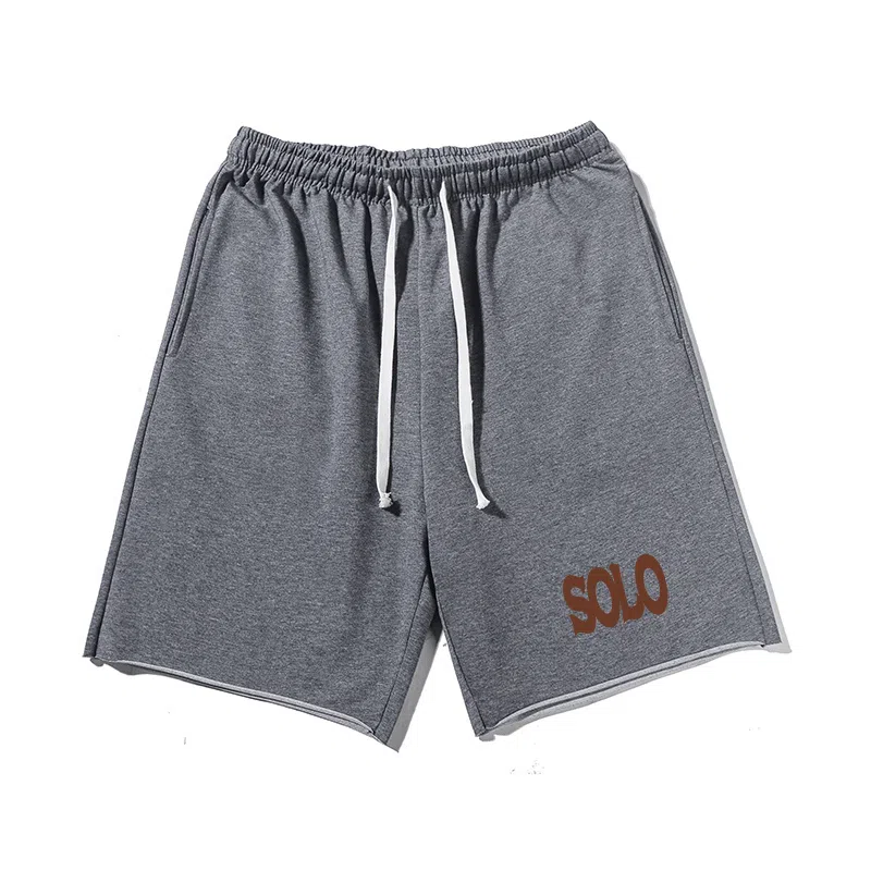 乱步 美式潮牌宽松卷边慵懒运动五分设计印花休闲短裤 男女同款