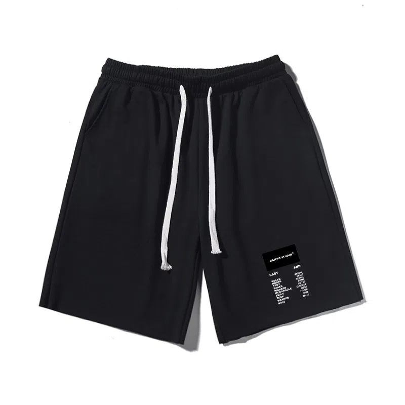 乱步 重磅简约字母图案宽松透气吸汗美式运动五分裤休闲短裤 男女同款