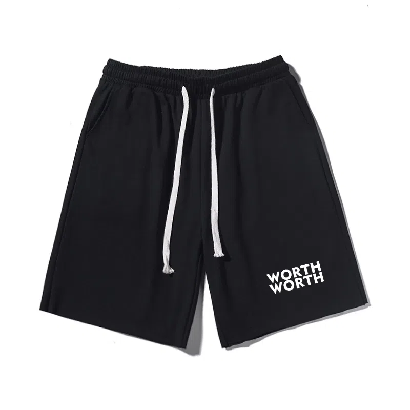 乱步 美式潮牌宽松卷边慵懒运动风五分设计时尚潮流字母印花休闲短裤 男女同款