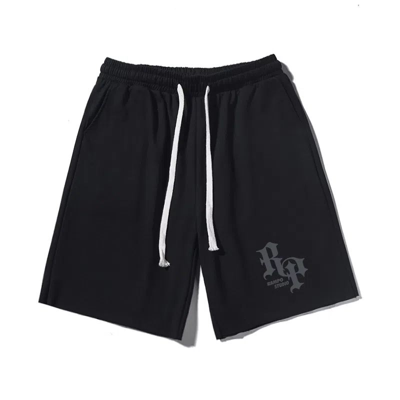 乱步 美式潮牌宽松卷边慵懒运动五分设计小众创意字母印花休闲短裤 男女同款