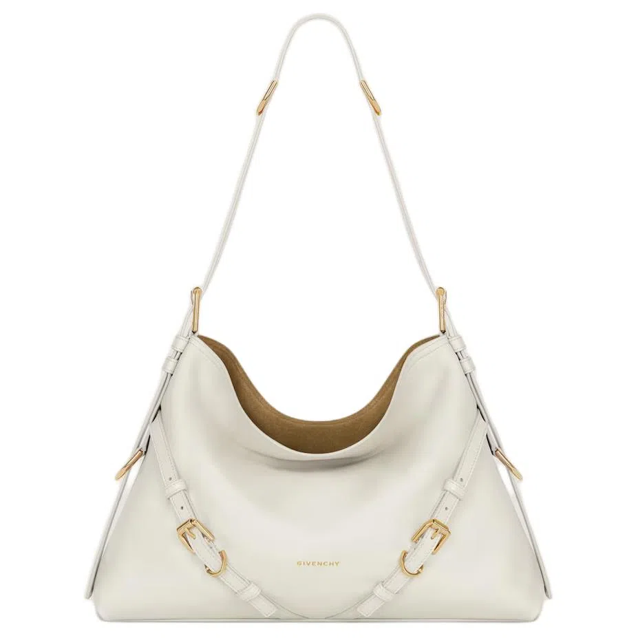 纪梵希 品牌徽标 小牛皮 单肩包 中号 女款 象牙白