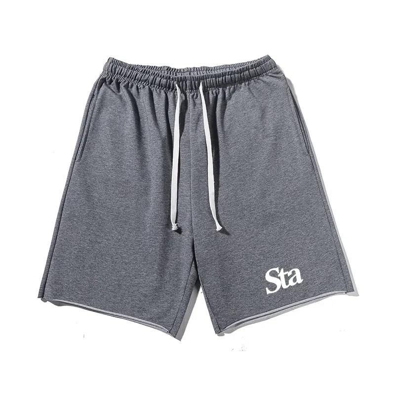 乱步 美式潮牌宽松慵懒卷边运动五分设计印花休闲短裤 男女同款