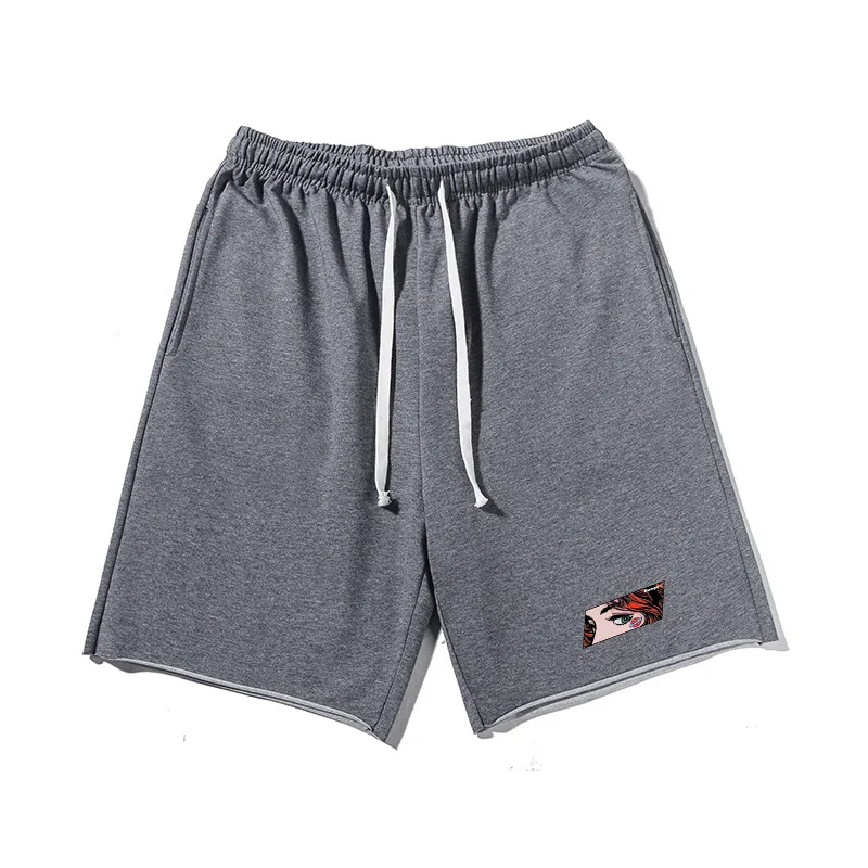 乱步 基础时尚眼部图案宽松透气美式休闲短裤 男女同款
