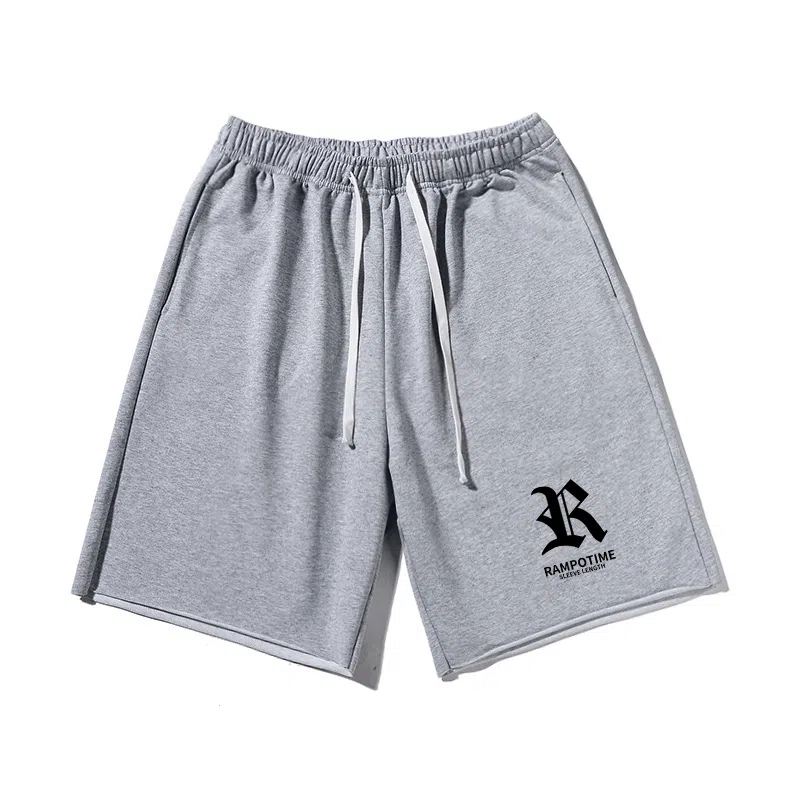 乱步 美式潮牌宽松卷边慵懒运动风五分设计小众时尚字母印花休闲短裤 男女同款