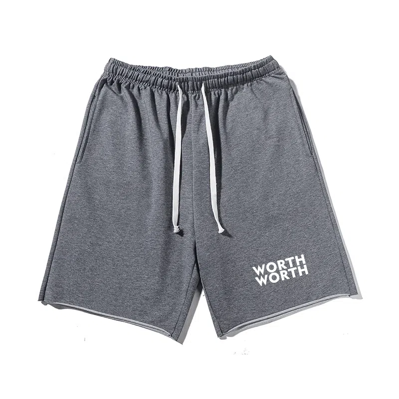 乱步 美式潮牌宽松卷边慵懒运动风五分设计时尚潮流字母印花休闲短裤 男女同款