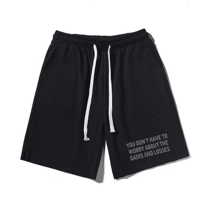 乱步 美式潮牌宽松卷边慵懒运动五分设计街头英文印花休闲短裤 男女同款