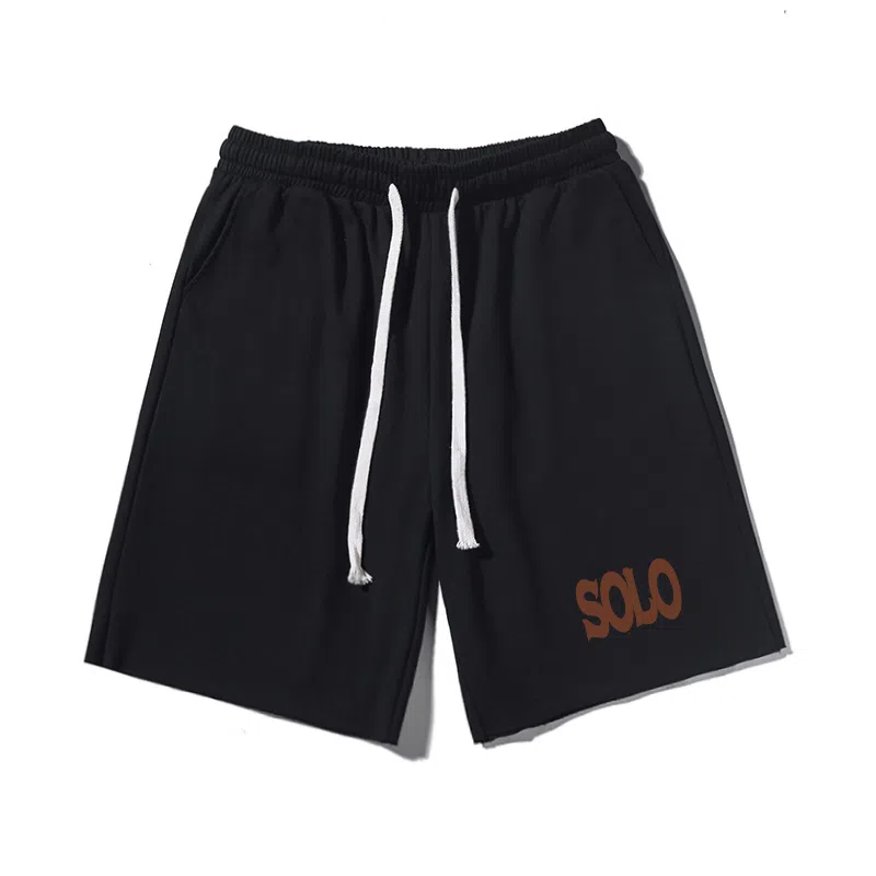 乱步 美式潮牌宽松卷边慵懒运动五分设计印花休闲短裤 男女同款