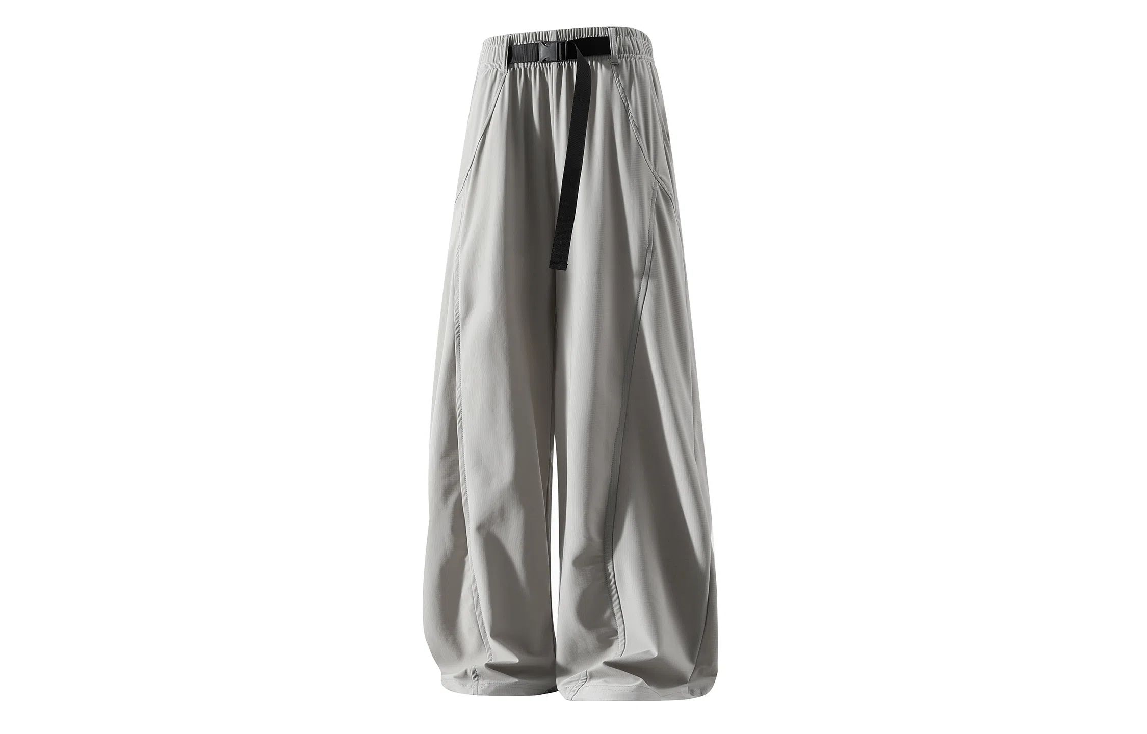 大卫贝肯 简约纯色垂感顺滑拖地凉感透气宽松阔腿长裤系带速干冰丝休闲裤 男女同款