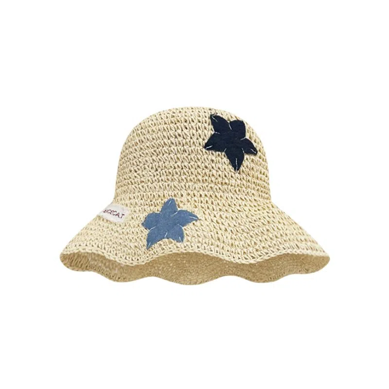 艾佳微 海边沙滩甜美小清新拍照百搭户外防晒防紫外线遮阳 草编 渔夫帽 男女同款情侣款