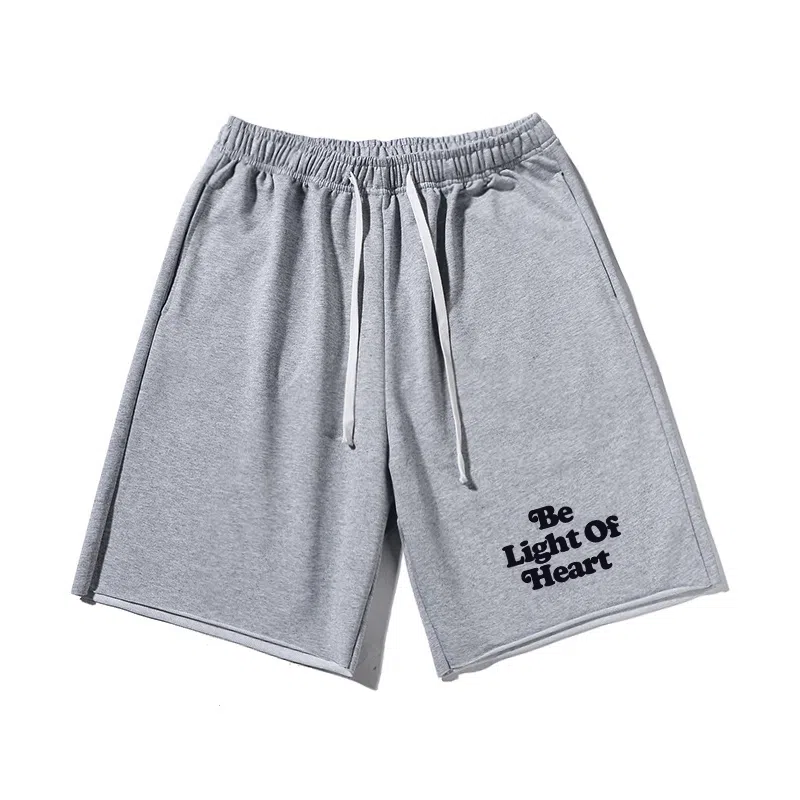 乱步 潮牌美式运动慵懒宽松卷边五分设计感破碎爱心印花休闲短裤 男女同款