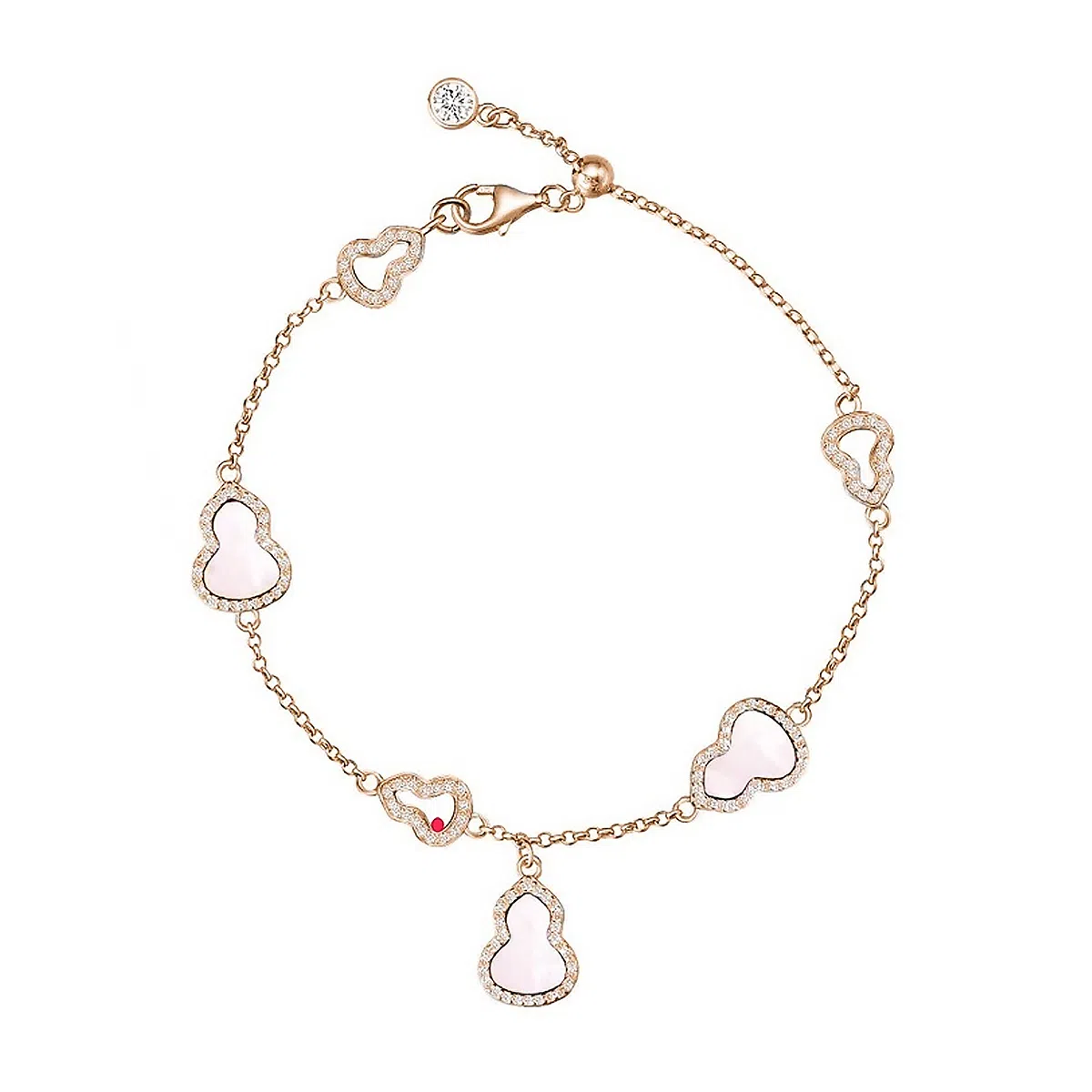 【福禄满满】 星珍思 星光葫芦镶锆小众爆闪显白玫瑰金色几何通勤贵气感穿搭好运 合金 手链 女款