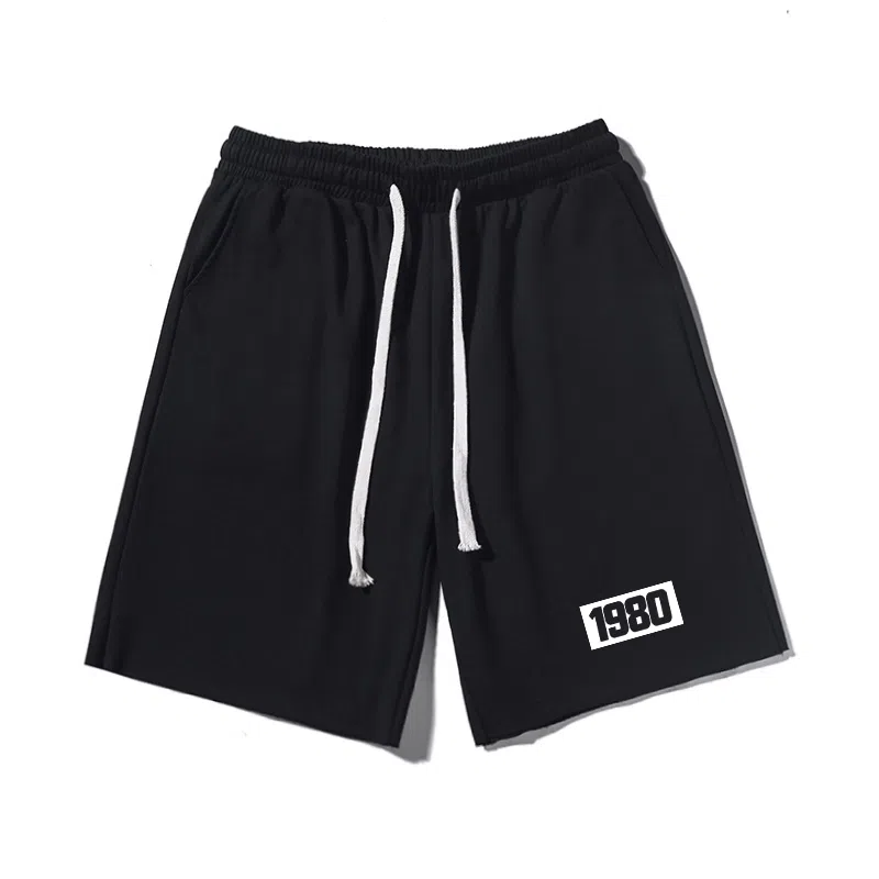 乱步 潮牌美式运动慵懒宽松卷边五分设计感印花休闲短裤 男女同款