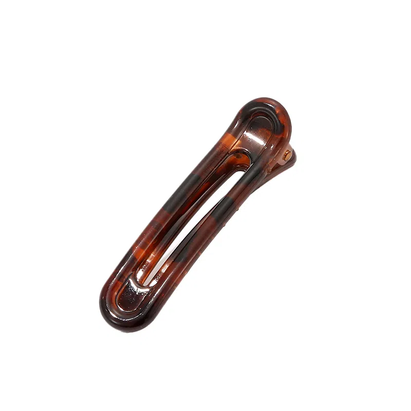 如花梦 鸭嘴豹纹气质带齿防滑后脑勺盘发一字 树脂 发夹 女款