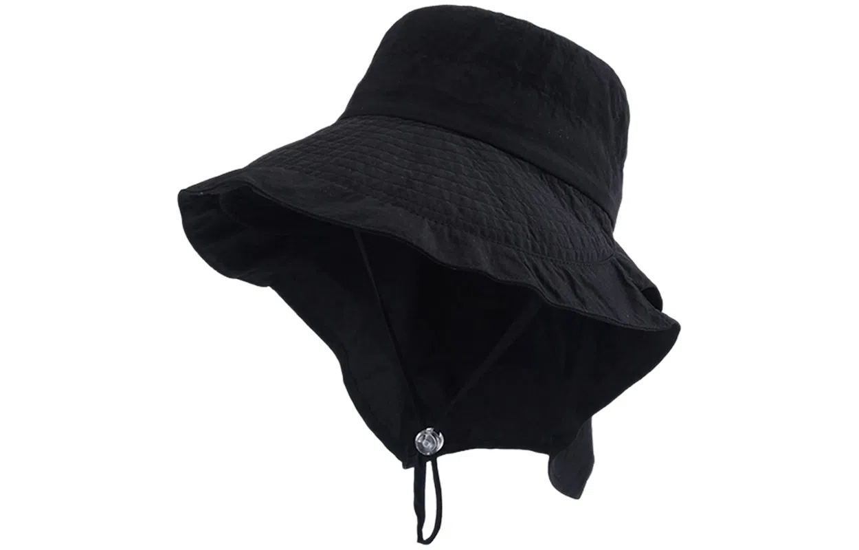 优幽兰 休闲百搭小众钓鱼帽夏季遮阳帽户外骑车护颈太阳帽大檐透气折叠登山可扎马尾设计 棉涤 防晒帽 男女同款情侣款