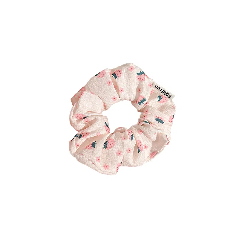 水中玉 粉色草莓大肠发圈扎头马尾发绳甜美可爱高弹力头花头饰 布艺 头绳 女款