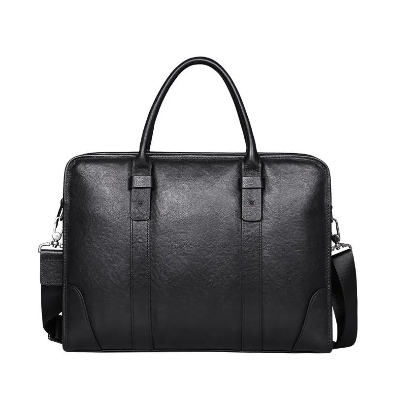 PESASRIE Business Leather Briefcase Black