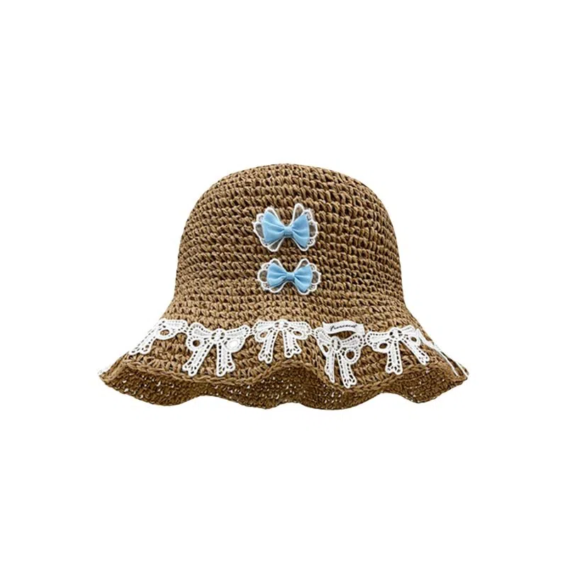 艾佳微 海边沙滩甜美小清新拍照百搭户外防晒防紫外线遮阳 草编 渔夫帽 男女同款情侣款