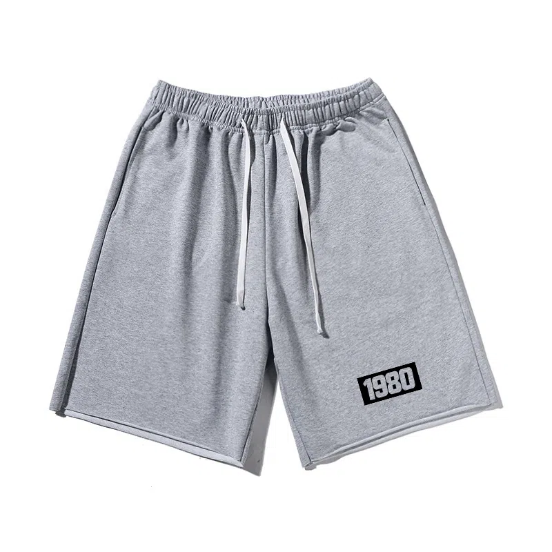 乱步 潮牌美式运动慵懒宽松卷边五分设计感印花休闲短裤 男女同款