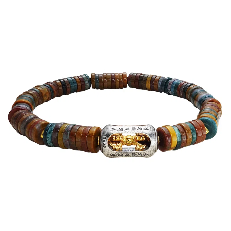 乃瑭 四面金刚杵转动吉祥好运上岸佑福红运当头通勤百搭天然 玛瑙 手串 男女同款情侣款