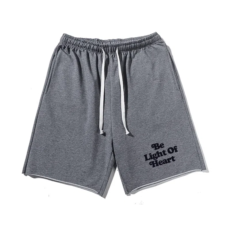 乱步 潮牌美式运动慵懒宽松卷边五分设计感破碎爱心印花休闲短裤 男女同款