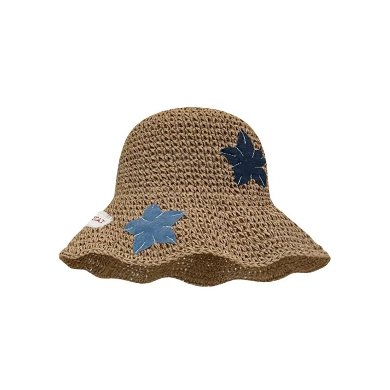 艾佳微 海边沙滩甜美小清新拍照百搭户外防晒防紫外线遮阳 草编 渔夫帽 男女同款情侣款