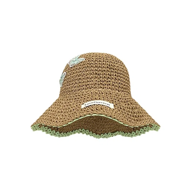 艾佳微 海边沙滩甜美小清新拍照百搭户外防晒防紫外线遮阳 草编 渔夫帽 男女同款情侣款