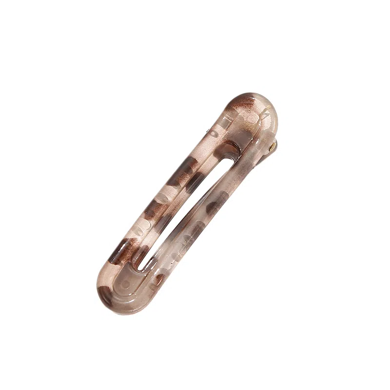 如花梦 鸭嘴豹纹气质带齿防滑后脑勺盘发一字 树脂 发夹 女款