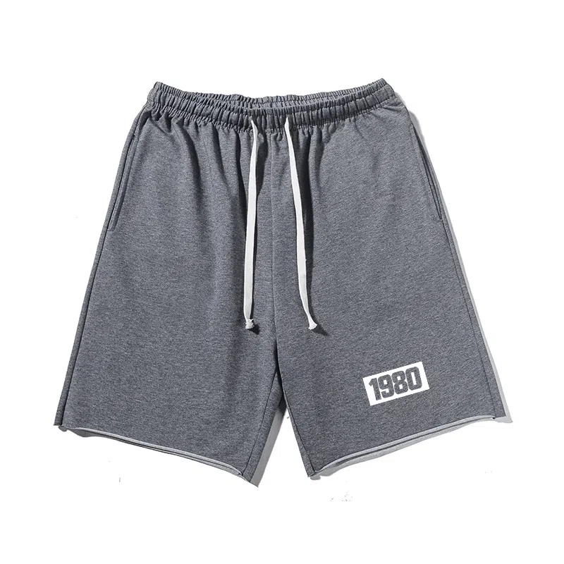 乱步 潮牌美式运动慵懒宽松卷边五分设计感印花休闲短裤 男女同款