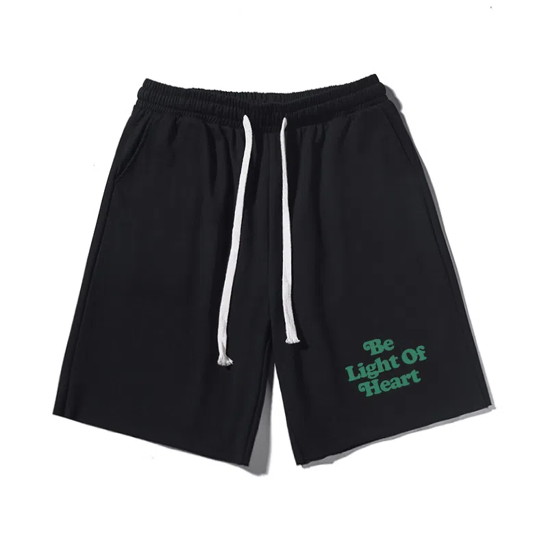 乱步 潮牌美式运动慵懒宽松卷边五分设计感破碎爱心印花休闲短裤 男女同款