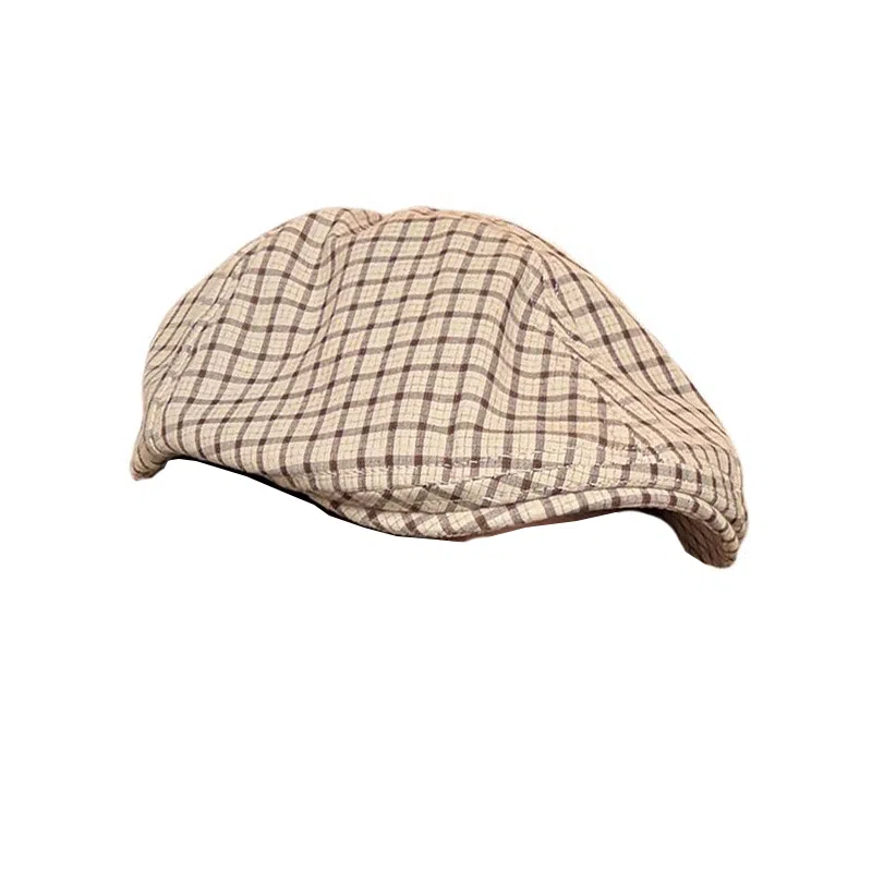 艾佳微 日系英伦风复古格纹显脸 棉 贝雷帽 男女同款情侣款