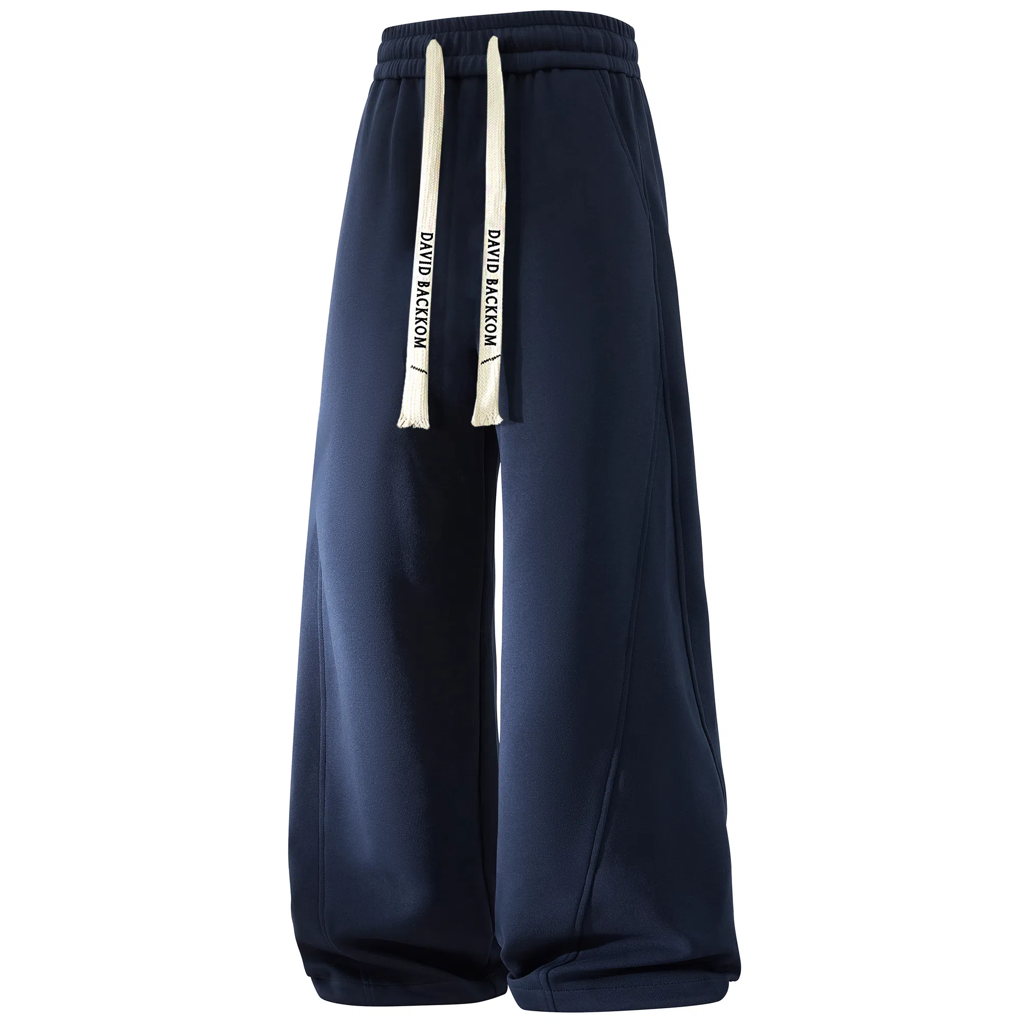 大卫贝肯 美式复古高街系带纯色拼接宽松时尚卫裤休闲裤 男女同款