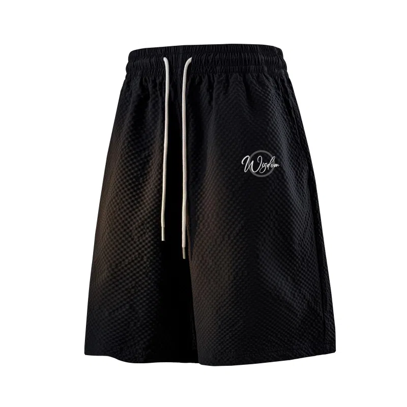 兰缪 美式日系复古百搭设计日常运动高街风简约基础款印花户外通勤山系宽松清爽透气潮流柔软垂感直筒系带休闲短裤 男女同款