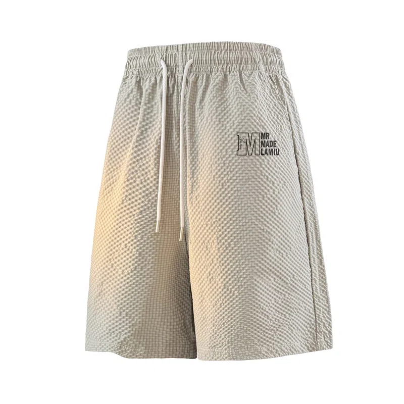 兰缪 美式日系复古百搭简约日常运动高街风基础款设计印花户外通勤山系宽松清爽透气潮流柔软垂感直筒系带休闲短裤 男女同款