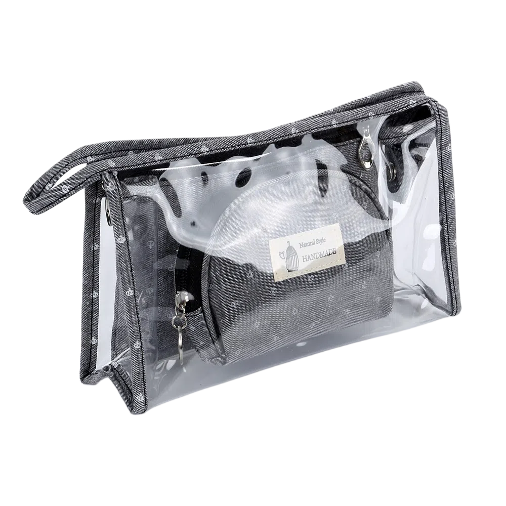 馨枕居 便携式三件套化妆包透明大容量洗漱护肤品口红收纳包学生手拿笔袋