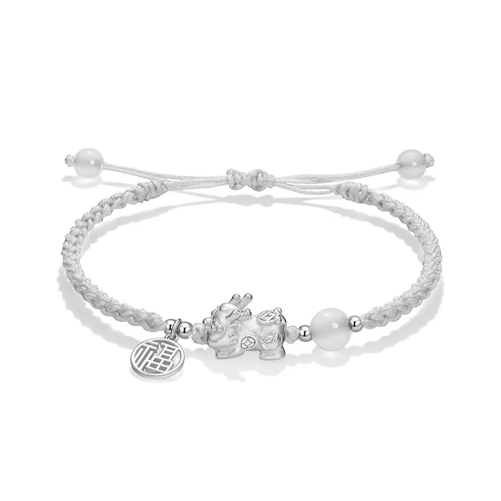 【S999足银貔貅】 七七银饰 福牌 招财转运 吉祥瑞兽 平安纳福 好运常在 新中式国风高级感转运  银 手绳 男女同款情侣款