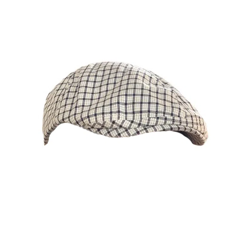 艾佳微 日系英伦风复古格纹显脸 棉 贝雷帽 男女同款情侣款