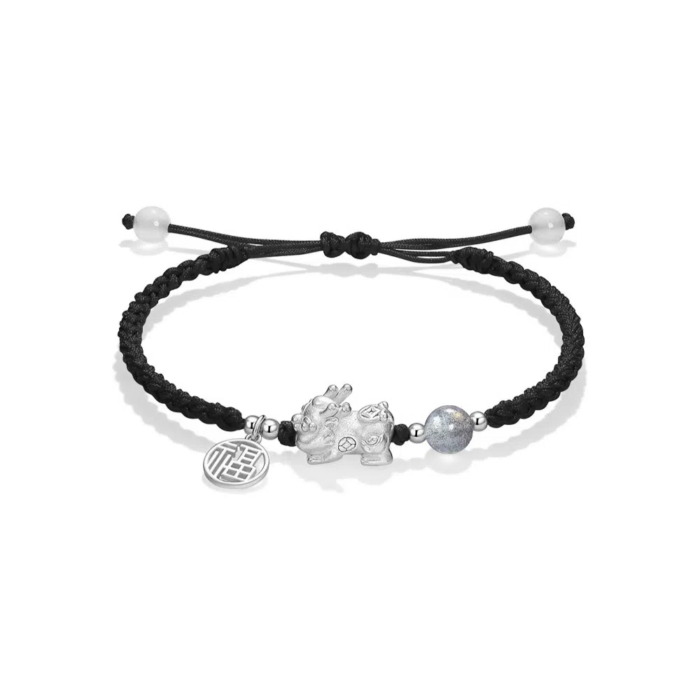 【S999足银貔貅】 七七银饰 福牌 招财转运 吉祥瑞兽 平安纳福 好运常在 新中式国风高级感转运  银 手绳 男女同款情侣款